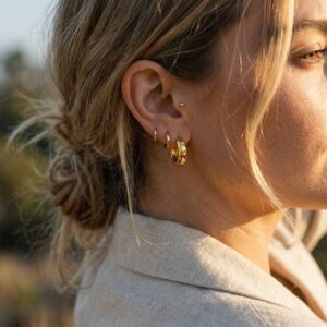 Vintage North Star Huggie Hoops - 18K Gold Plated Waterproof Earrings