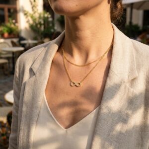 Layered Infinity Zircon Necklace - 18K Gold Plated Waterproof Chain